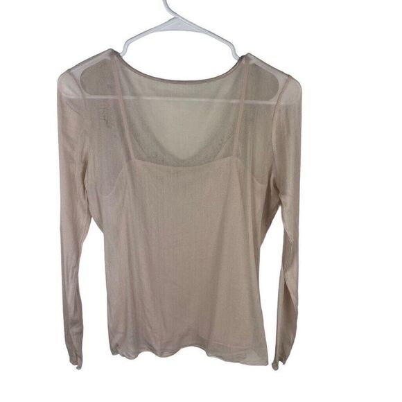 Vintage Y2K Intuitions Mesh‎ Baby Pink Beaded  Silk Long Sleeve Top Size S - Picture 2 of 8